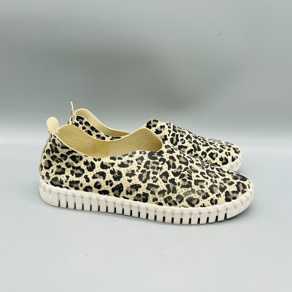 Ilse Jacobsen Shoes Womens 6.5 Leopard Print Microfiber Tulip Slip On Flats